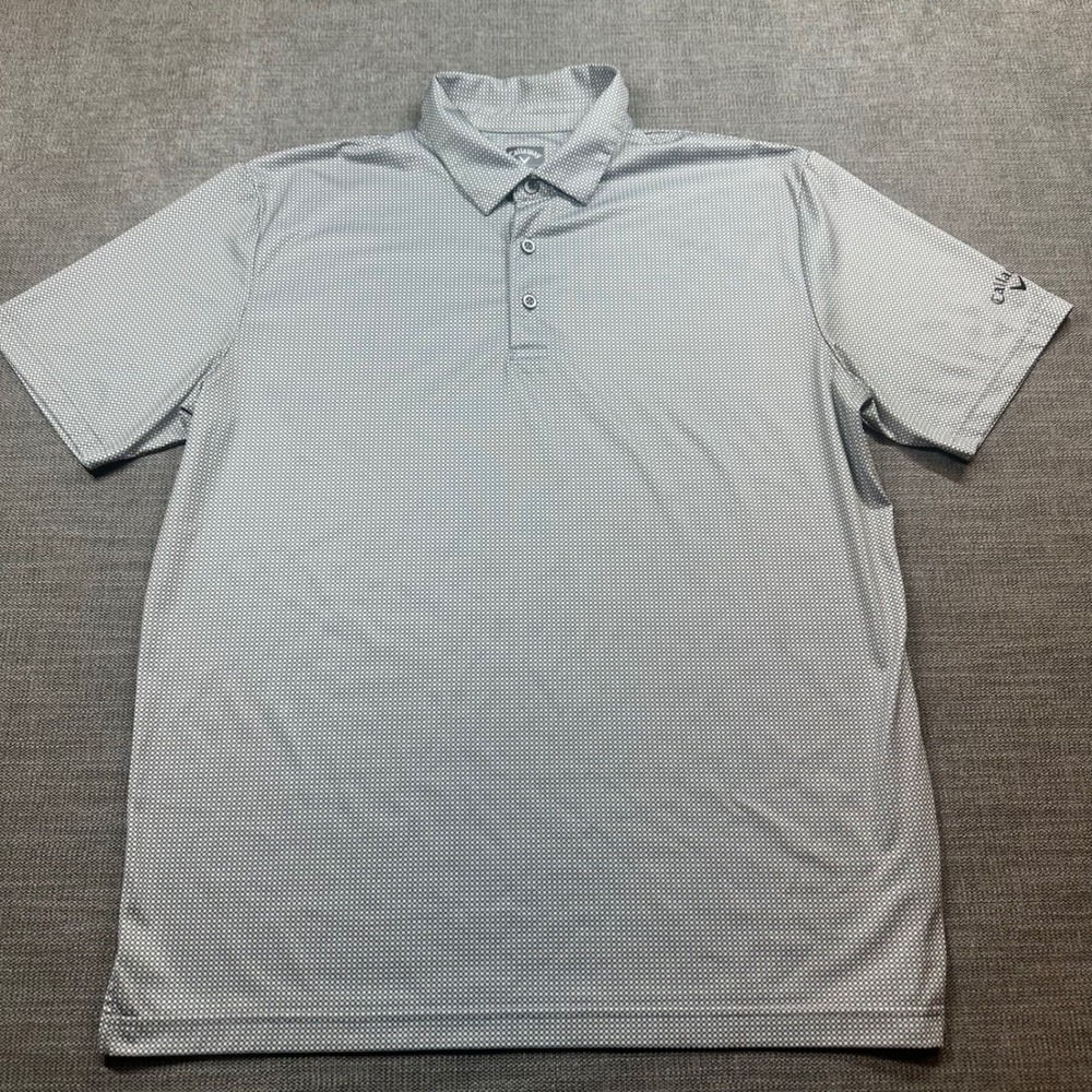 Callaway Polo Shirt Mens Large Grey Opti-Dri Micro‎ Check Golf Tee